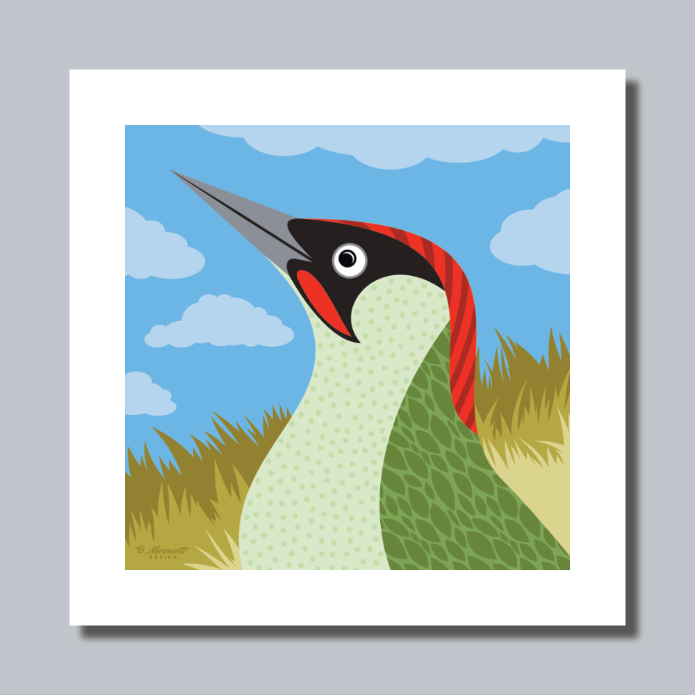 Green Woodpecker Portrait Art Print