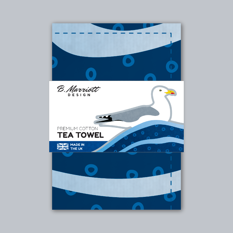 Gulls Riding The Waves Tea Towel