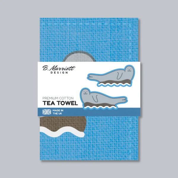 Harbour Seals On Rocks Tea Towel