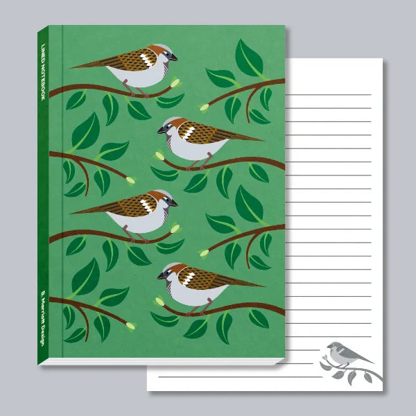 House Sparrows In A Hedge A6 Pocket Notebook