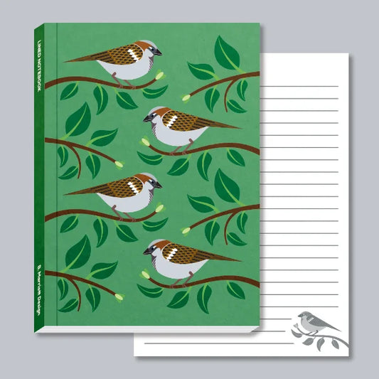 House Sparrows In A Hedge A6 Pocket Notebook