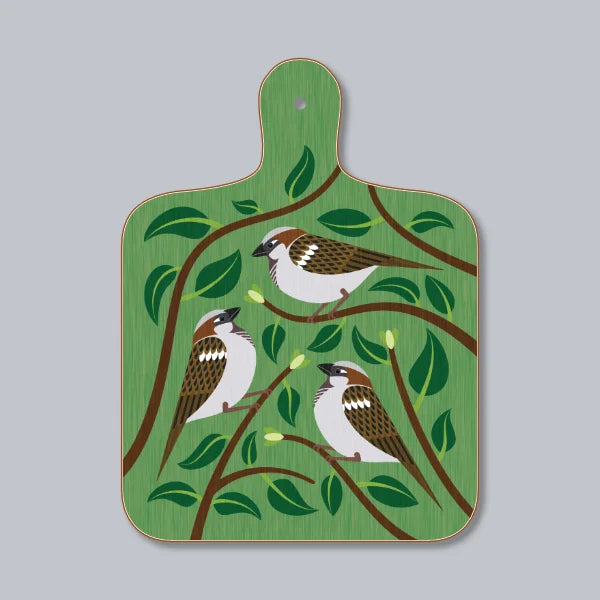 House Sparrows In A Hedge Chopping Board