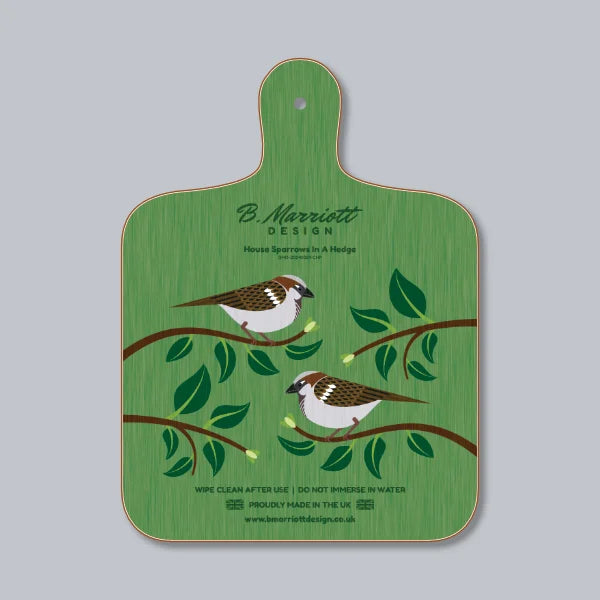 House Sparrows In A Hedge Chopping Board