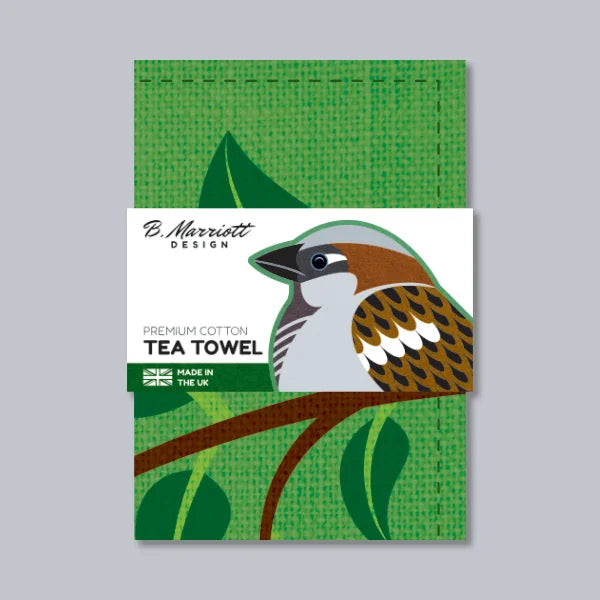 House Sparrows In A Hedge Tea Towel