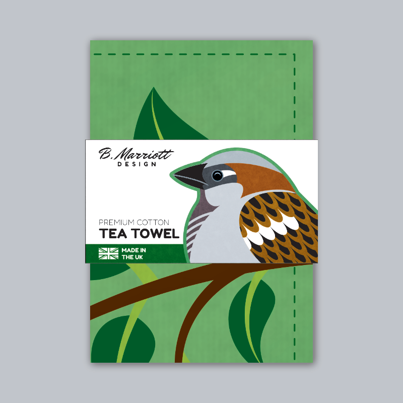 House Sparrows In A Hedge Tea Towel