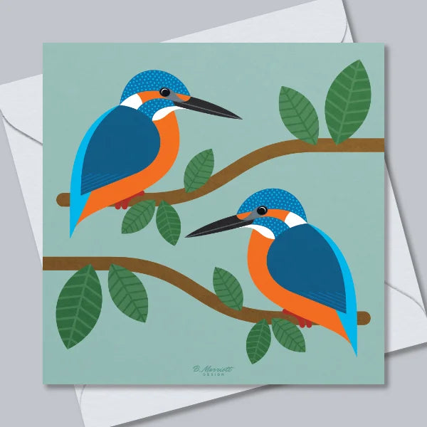 Kingfishers Perching Greetings Card