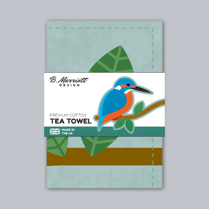 Kingfishers Perching Tea Towel