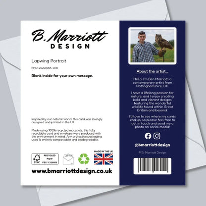 Lapwing Portrait Greetings Card