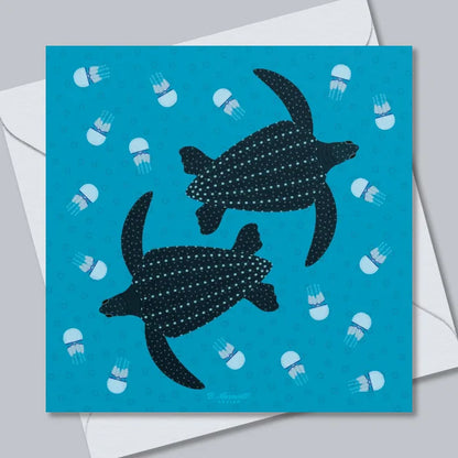 Leatherback Turtles & Jellyfish Greetings Card