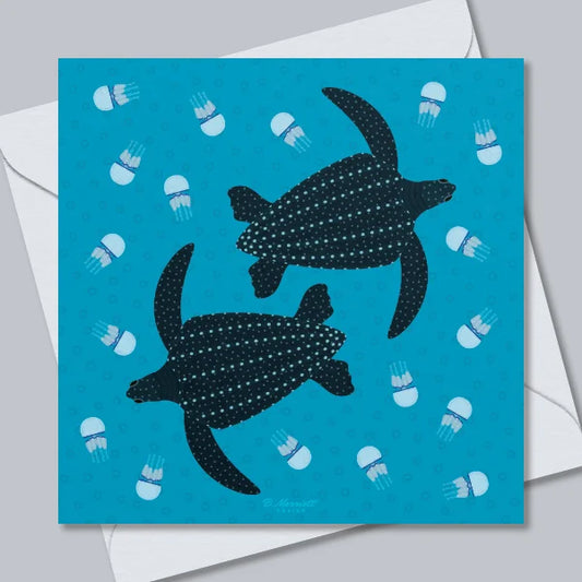 Leatherback Turtles & Jellyfish Greetings Card
