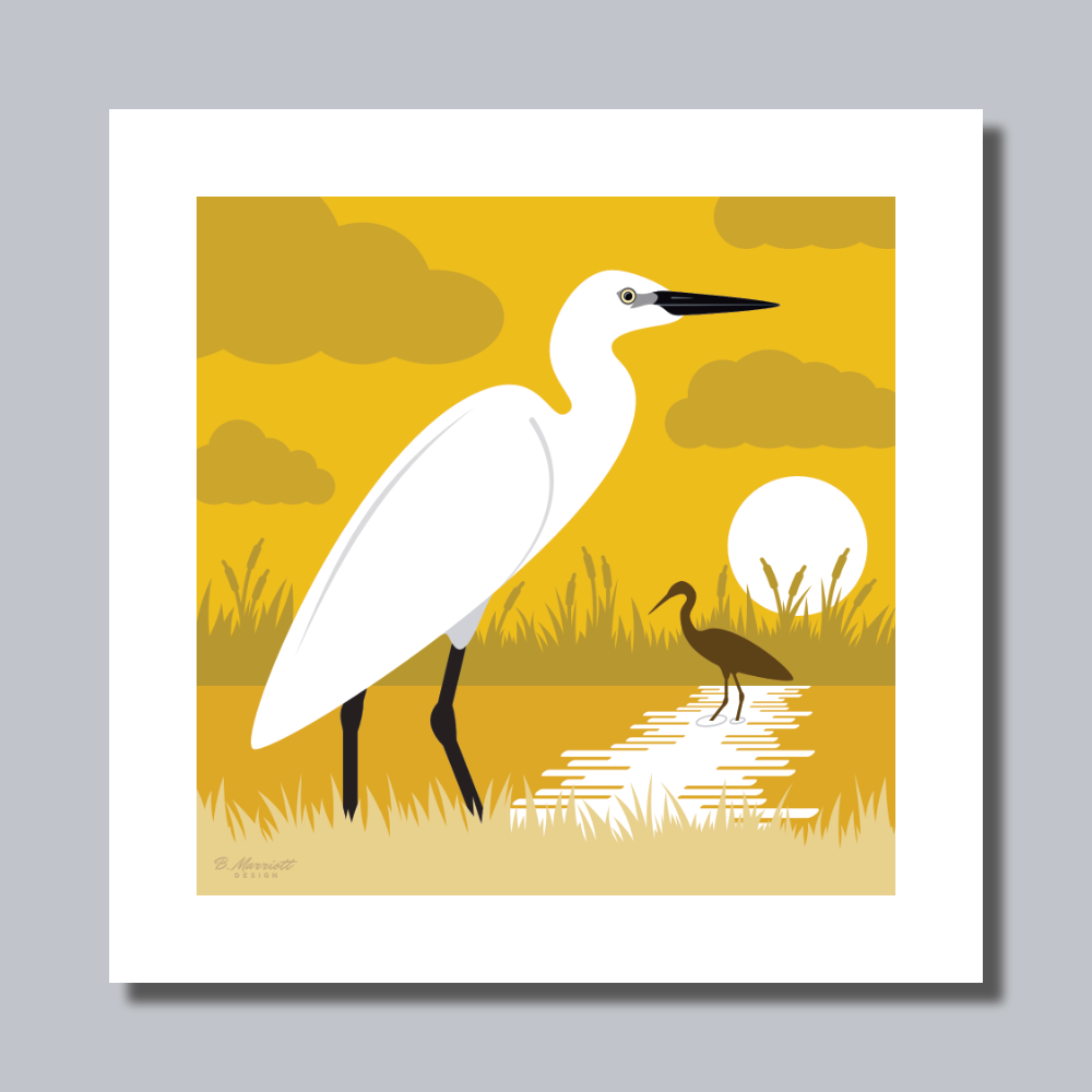 Little Egrets At Sunset Art Print