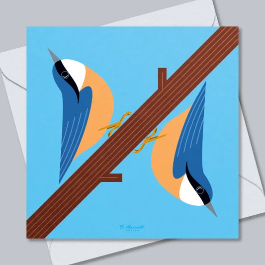 Nuthatches On A Branch Greetings Card