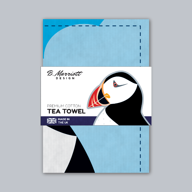 Puffin On The Cliffs Tea Towel