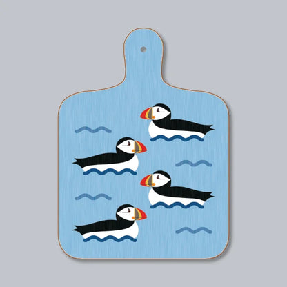 Puffins On The Waves Chopping Board