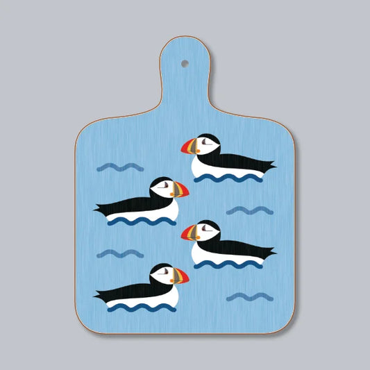 Puffins On The Waves Chopping Board