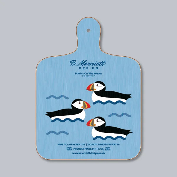 Puffins On The Waves Chopping Board