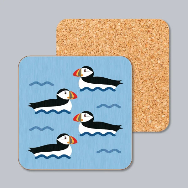 Puffins On The Waves Coaster