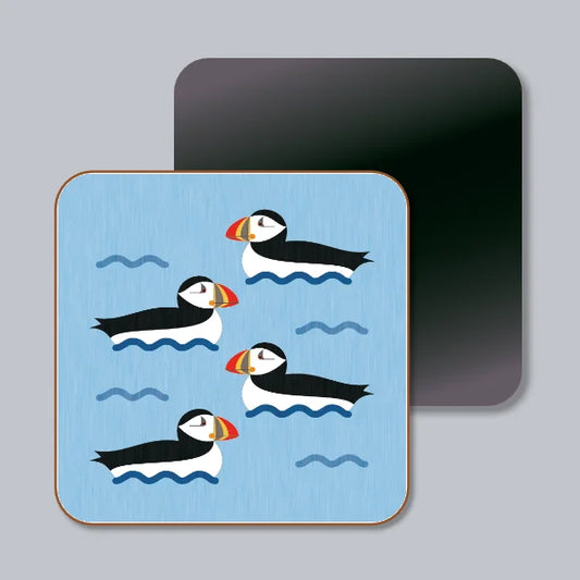 Puffins On The Waves Magnet