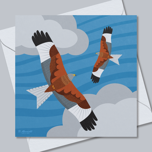 Red Kites In Flight Greetings Card