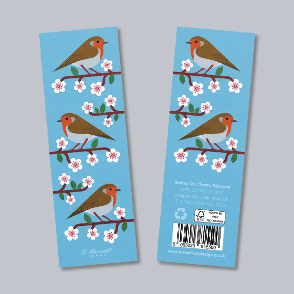 Robins On Cherry Blossom Bookmark