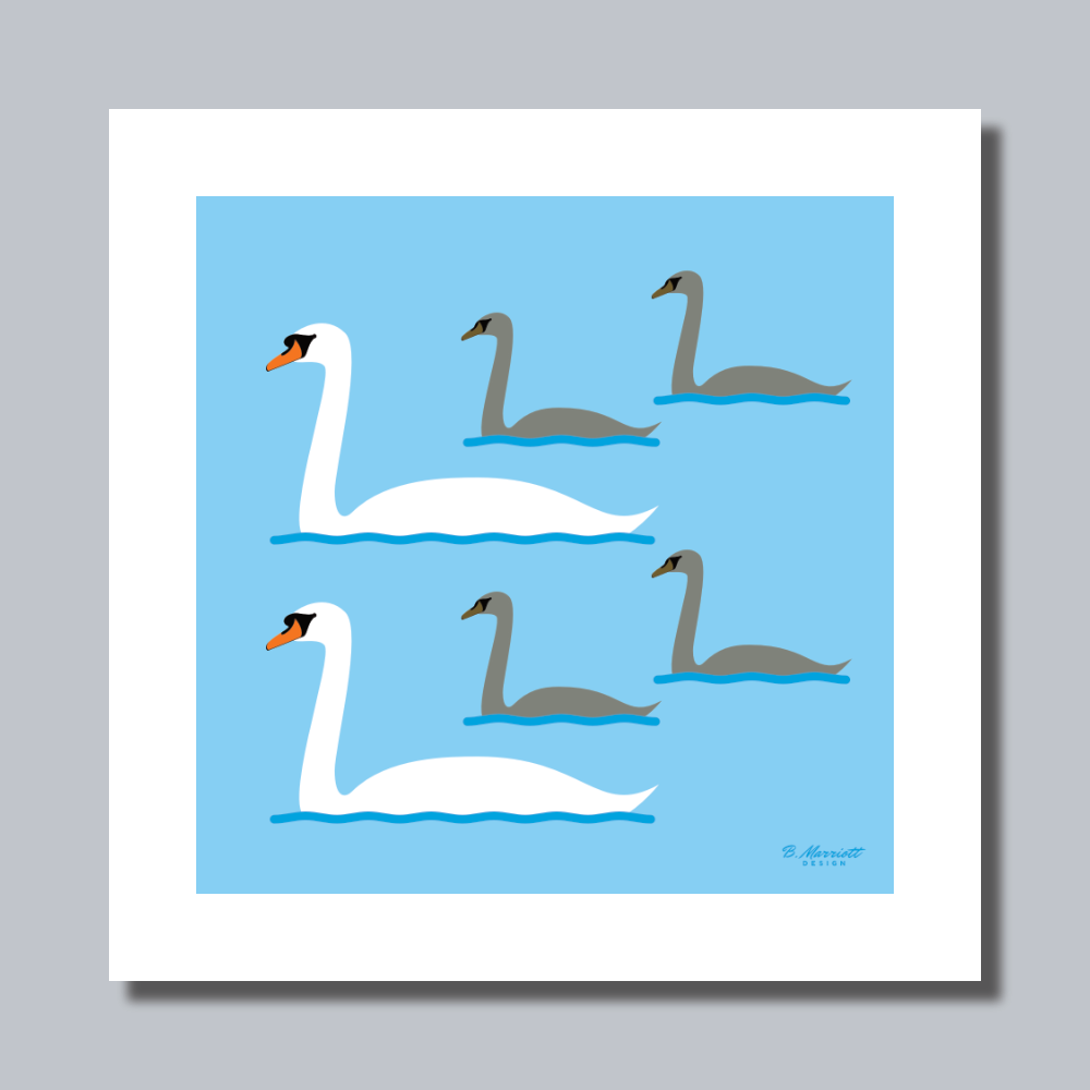 Swan Family Art Print