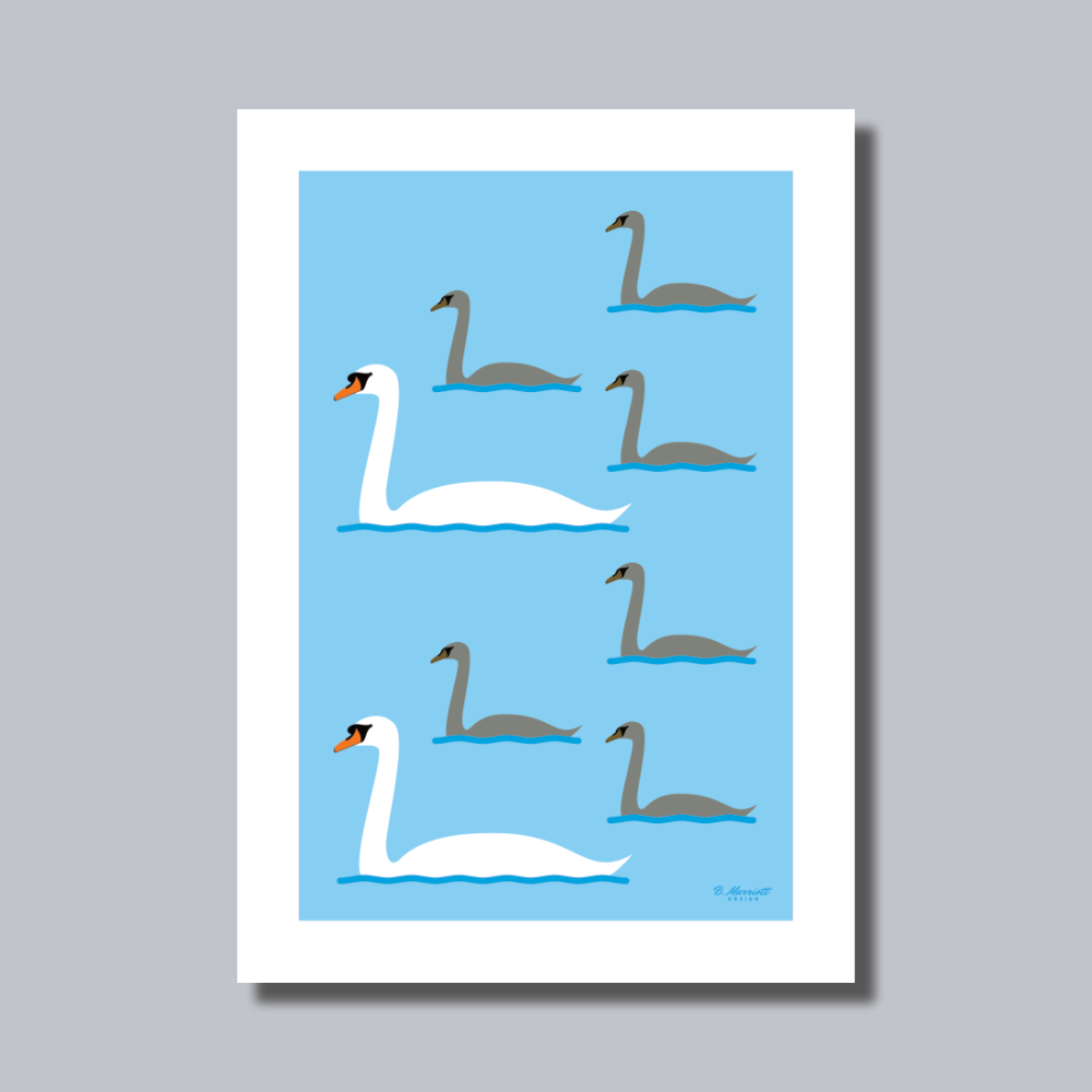 Swan Family Art Print