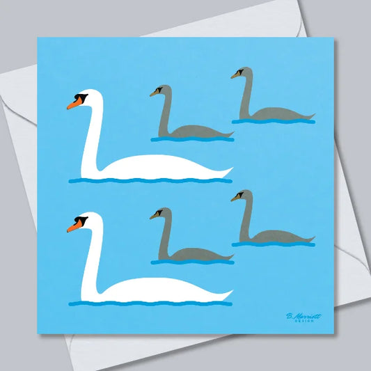 Swan Family Greetings Card