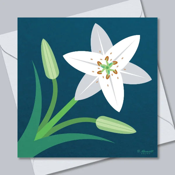 White Lilies Greetings Card