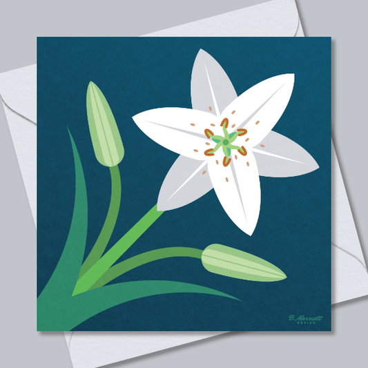 White Lilies Greetings Card