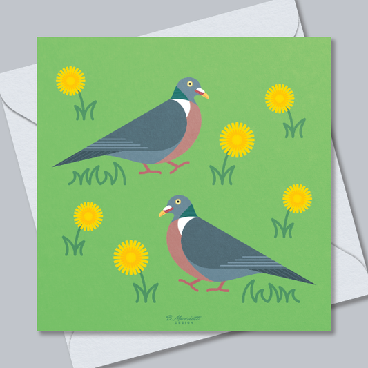 Woodpigeons On The Grass Greetings Card