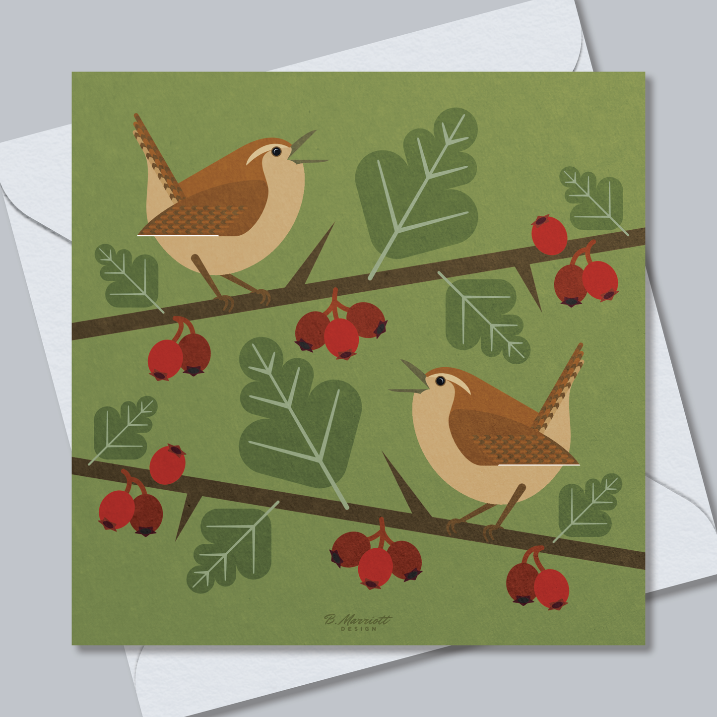 Wrens Singing On Hawthorn Greetings Card