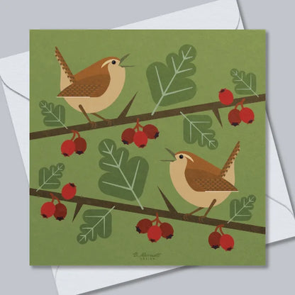 Wrens Singing On Hawthorn Greetings Card