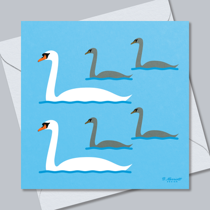 Swan Family Greetings Card